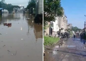 Banjir Lumpuhkan Jalan Raya Dayeuhkolot Kabupaten Bandung
