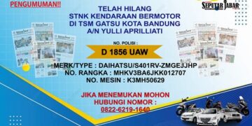 Pengumuman Telah Hilang STNK di TSM Gatsu Kota Bandung A/N Yulli Aprilliati 