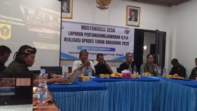 Musdes Penyampaian Laporan Pertanggung Jawaban Realisasi APBDes Desa Cikahuripan Berlangsung Kondusif